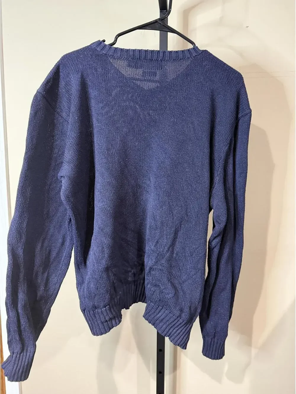 Polo Ralph Lauren Navy Blue V-Neck Sweater with Red Logo XL